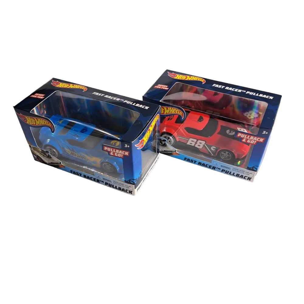 Hot Wheels Lot/2 Boys Pullback‎ Racers Blue & Red Fast Fish Cars